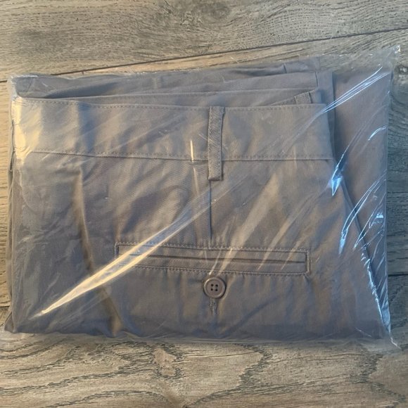 NWT LANDS' END MEN'S PLAIN FRONT BLEND CHINO PANTS GRAY 37 - Picture 8 of 8